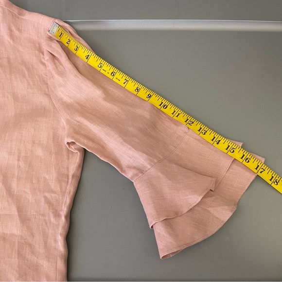 Reformation Large Blush Pink Ruffle Sleeve Blouse Feminine Romantic Cottagecore - Picture 9 of 10